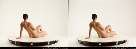 Nude Woman White Sitting poses - ALL Pregnant long brown Sitting poses - simple 3D Stereoscopic poses Pinup