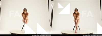 Nude Woman Asian Sitting poses - ALL Average long black Sitting poses - simple 3D Stereoscopic poses Pinup