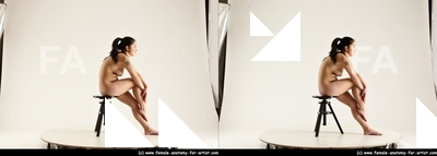 Nude Woman Asian Sitting poses - ALL Average long black Sitting poses - simple 3D Stereoscopic poses Pinup