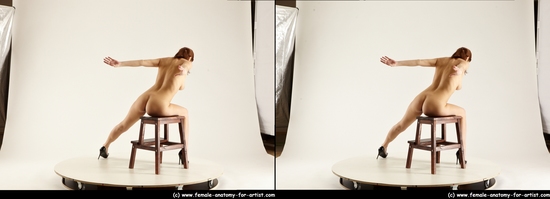 Nude Woman White Standing poses - ALL Slim Standing poses - bend over long brown 3D Stereoscopic poses Pinup