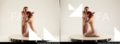 Nude Woman - Woman White Slim long red 3D Stereoscopic poses Pinup