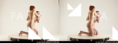 Nude Woman - Woman White Slim long red 3D Stereoscopic poses Pinup