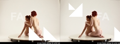 Nude Woman - Woman White Slim long red 3D Stereoscopic poses Pinup