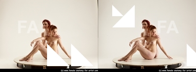 Nude Woman - Woman White Slim long red 3D Stereoscopic poses Pinup