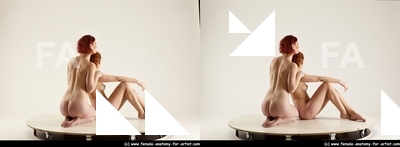 Nude Woman - Woman White Slim long red 3D Stereoscopic poses Pinup