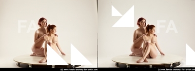 Nude Woman - Woman White Slim long red 3D Stereoscopic poses Pinup