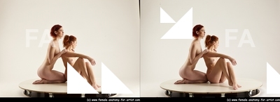 Nude Woman - Woman White Slim long red 3D Stereoscopic poses Pinup