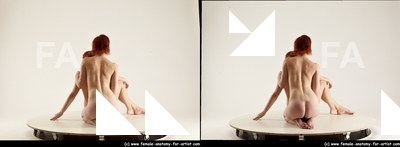 Nude Woman - Woman White Slim long red 3D Stereoscopic poses Pinup