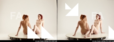 Nude Woman - Woman White Slim long red 3D Stereoscopic poses Pinup