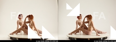 Nude Woman - Woman White Slim long red 3D Stereoscopic poses Pinup