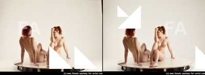 Nude Woman - Woman White Slim long red 3D Stereoscopic poses Pinup