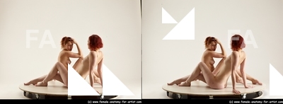 Nude Woman - Woman White Slim long red 3D Stereoscopic poses Pinup