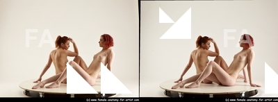 Nude Woman - Woman White Slim long red 3D Stereoscopic poses Pinup