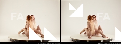 Nude Woman - Woman White Slim long red 3D Stereoscopic poses Pinup