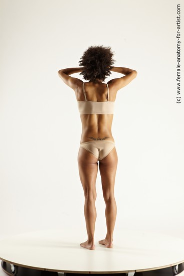 Underwear Woman Black Standing poses - ALL Athletic dreadlocks black Standing poses - simple Multi angle poses Academic