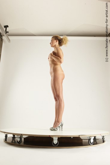 Nude Woman White Standing poses - ALL Slim long blond Multi angle poses Pinup