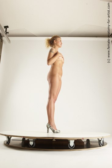 Nude Woman White Standing poses - ALL Slim long blond Multi angle poses Pinup