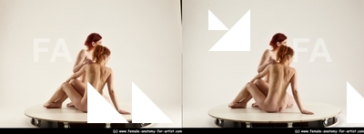 Nude Woman - Woman White Slim long red 3D Stereoscopic poses Pinup