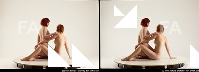 Nude Woman - Woman White Slim long red 3D Stereoscopic poses Pinup