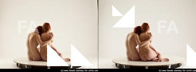 Nude Woman - Woman White Slim long red 3D Stereoscopic poses Pinup