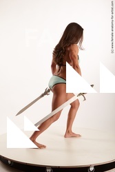 Swimsuit Fighting with sword Woman White Standing poses - ALL Muscular long brown Standing poses - simple Standard Photoshoot Academic