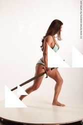 Swimsuit Fighting with sword Woman White Standing poses - ALL Muscular long brown Standing poses - simple Standard Photoshoot Academic