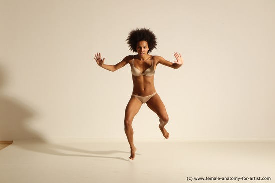 Underwear Gymnastic poses Woman Black Athletic dreadlocks black Dancing Dynamic poses Academic