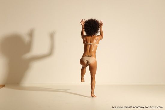 Underwear Gymnastic poses Woman Black Athletic dreadlocks black Dancing Dynamic poses Academic