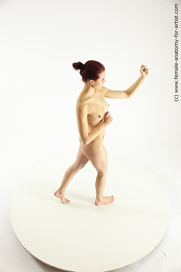 Nude Woman White Standing poses - ALL Slim long red Standing poses - simple Multi angle poses Pinup