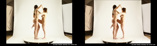 Nude Woman White Standing poses - ALL Average long brown 3D Stereoscopic poses Pinup