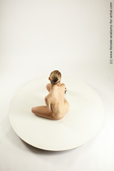 Nude Woman White Sitting poses - ALL Slim long blond Multi angle poses Pinup