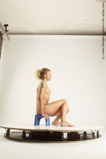 Nude Woman White Sitting poses - ALL Slim long blond Sitting poses - simple Multi angle poses Pinup