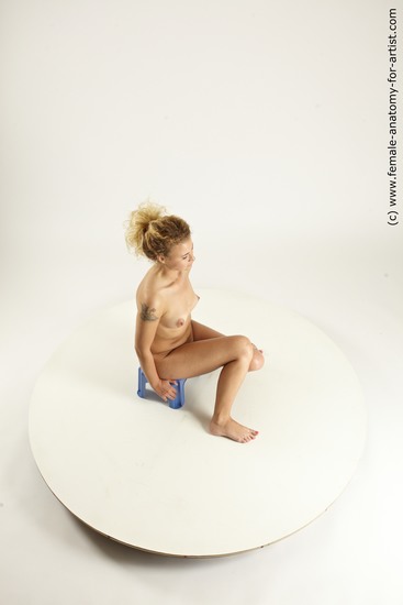 Nude Woman White Sitting poses - ALL Slim long blond Sitting poses - simple Multi angle poses Pinup