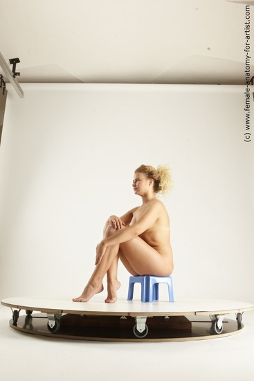 Nude Woman White Sitting poses - ALL Slim long blond Sitting poses - simple Multi angle poses Pinup