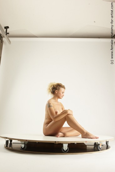 Nude Woman White Sitting poses - ALL Slim long blond Sitting poses - simple Multi angle poses Pinup