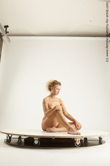 Nude Woman White Sitting poses - ALL Slim long blond Sitting poses - simple Multi angle poses Pinup