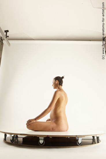 Nude Woman White Pregnant long brown Multi angle poses Pinup