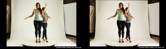 Casual Woman - Woman White Standing poses - ALL Average long brown Standing poses - simple 3D Stereoscopic poses Academic