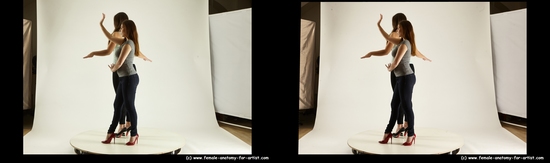 Casual Woman - Woman White Standing poses - ALL Average long brown Standing poses - simple 3D Stereoscopic poses Academic