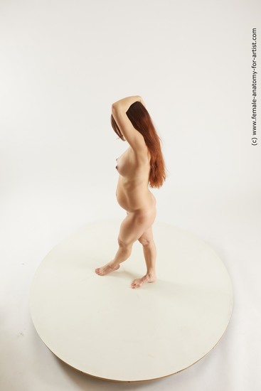 Nude Woman White Standing poses - ALL Pregnant long brown Standing poses - simple Multi angle poses Pinup