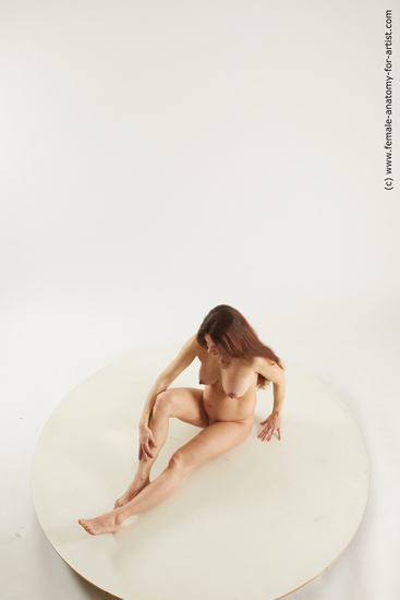 Nude Woman White Sitting poses - ALL Pregnant long brown Multi angle poses Pinup