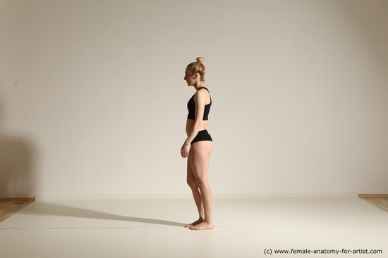 Underwear Woman Slim long blond Dancing Dynamic poses Academic
