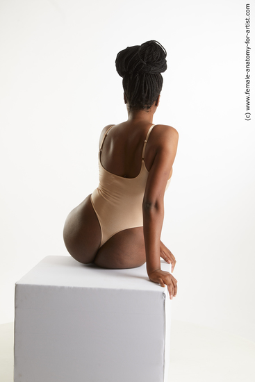 Underwear Woman Black Sitting poses - ALL Average long black Sitting poses - simple Standard Photoshoot Academic