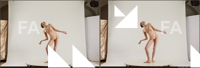 Nude Woman White Standing poses - ALL Slim short brown Standing poses - simple 3D Stereoscopic poses Pinup