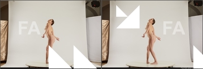 Nude Woman White Standing poses - ALL Slim short brown Standing poses - simple 3D Stereoscopic poses Pinup