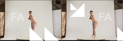 Nude Woman White Standing poses - ALL Underweight medium brown 3D Stereoscopic poses Pinup