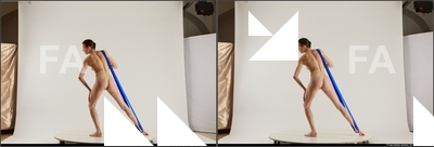 Nude Woman White Standing poses - ALL Underweight medium brown 3D Stereoscopic poses Pinup