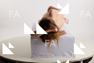 Nude Woman White Laying poses - ALL Slim Laying poses - on side long brown Standard Photoshoot Pinup