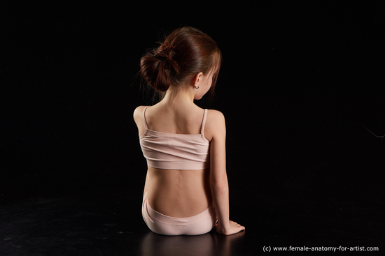 Underwear Woman White Sitting poses - ALL Slim long brown Sitting poses - simple Standard Photoshoot  Academic