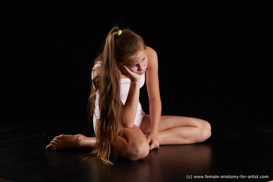 Underwear Woman White Kneeling poses - ALL Slim Kneeling poses - on both knees long brown Standard Photoshoot  Academic